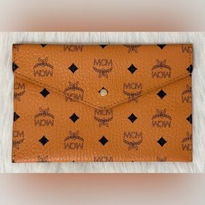MCM Visetos Envelope Clutch or Crossbody Cognac VIP Gift NEW